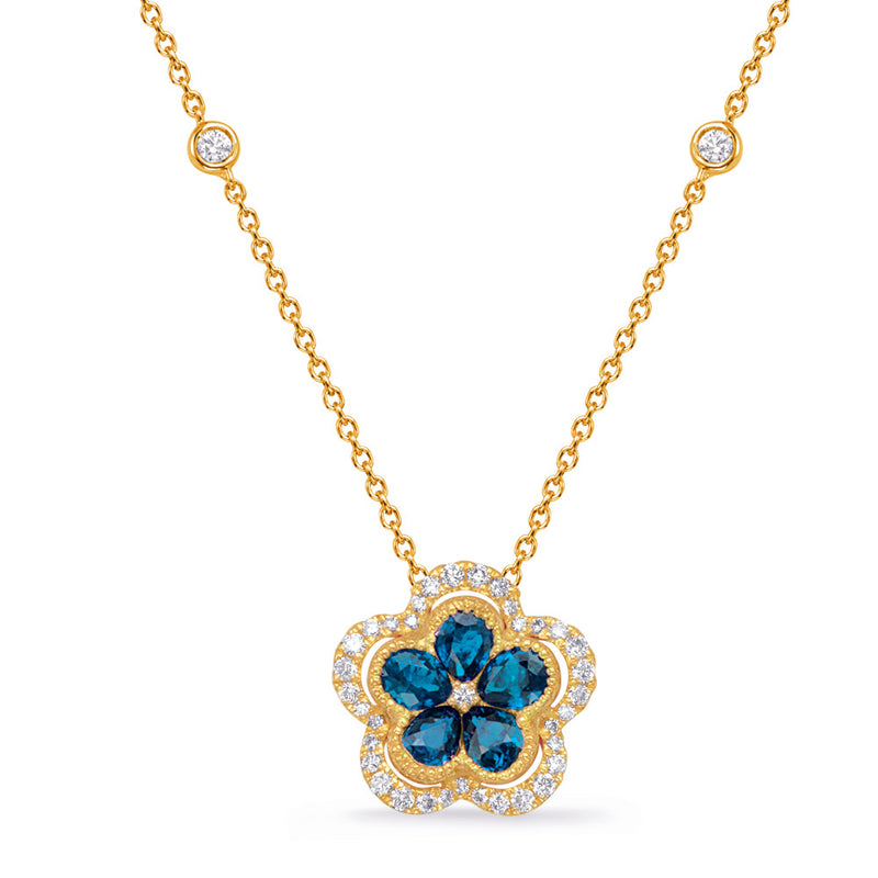 Yellow Gold Diamond & Sapphire Necklace - N1239-SYG