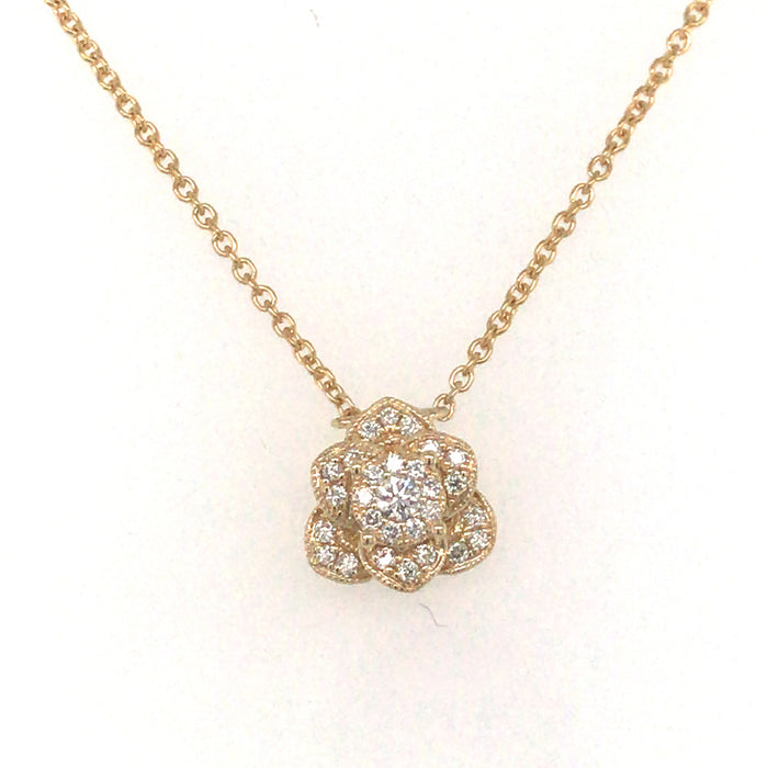 Yellow Gold Diamond Flower Necklace - N1258YG