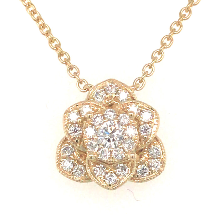 Yellow Gold Diamond Flower Necklace - N1259YG