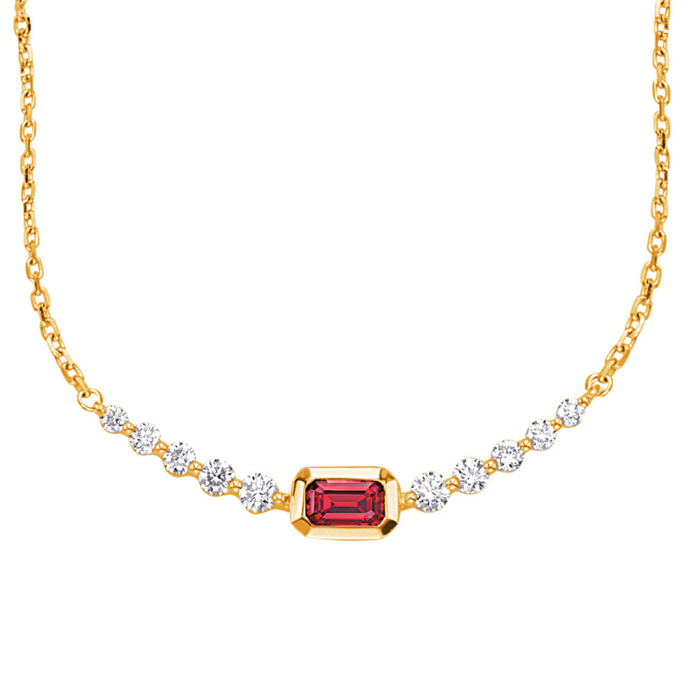 Yellow Gold Ruby & Diamond Necklace - N1264-RYG