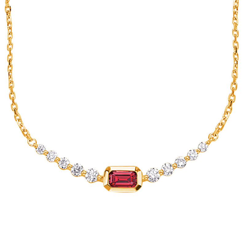 Yellow Gold Ruby & Diamond Necklace - N1264-RYG