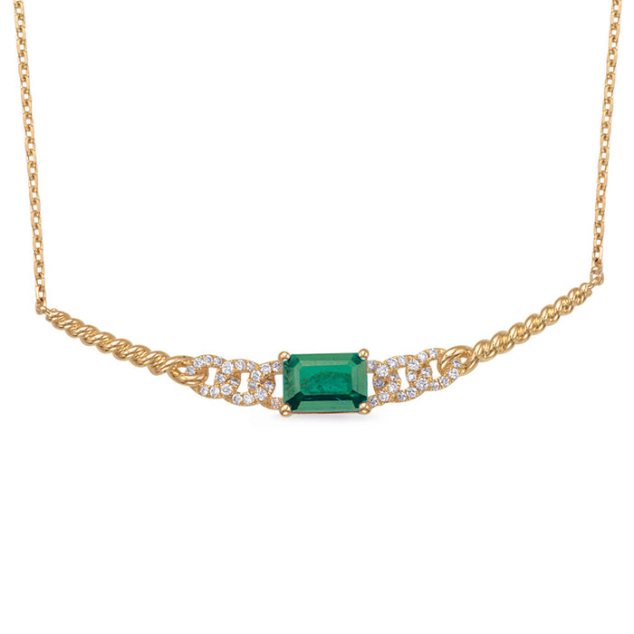 Yellow Gold Diamond & Emerald Necklace - N1272-EYG