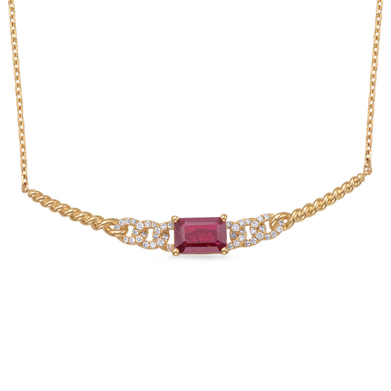 Yellow Gold Ruby & Diamond Necklace - N1272-RYG