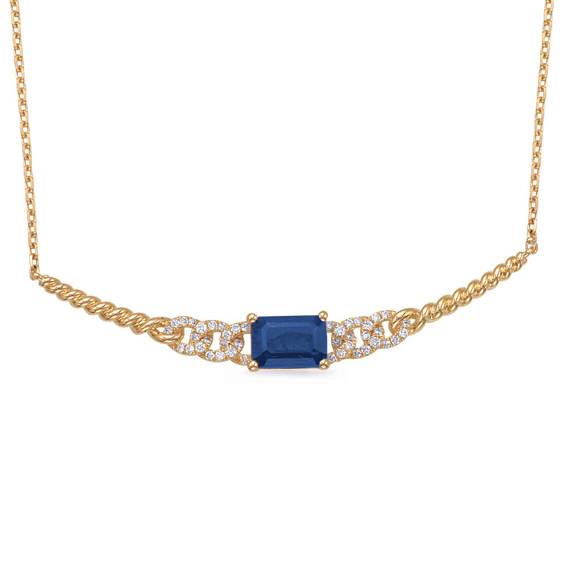 Yellow Gold Diamond & Sapphire Necklace - N1272-SYG