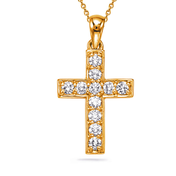 Yellow Gold Diamond Cross Pendant - P2242YG