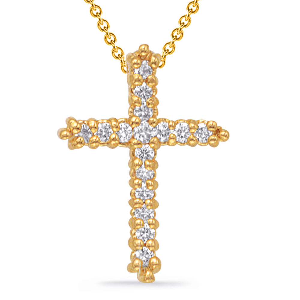 Yellow Gold Diamond Cross Pendant - P2572YG