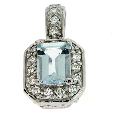 Aquamarine & Diamond Pendant - P2786-AQWG