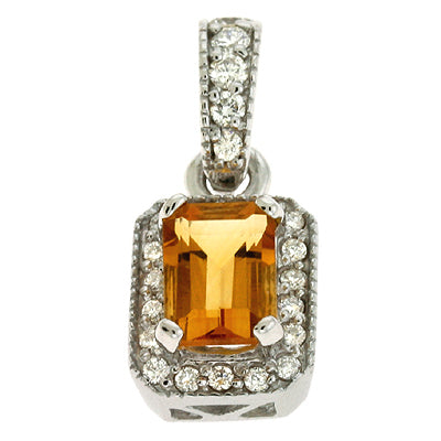 Citrine & Diamond Pendant - P3003-CWG