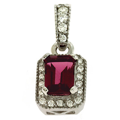 Rhodolite & Diamond Pendant - P3003-RHWG