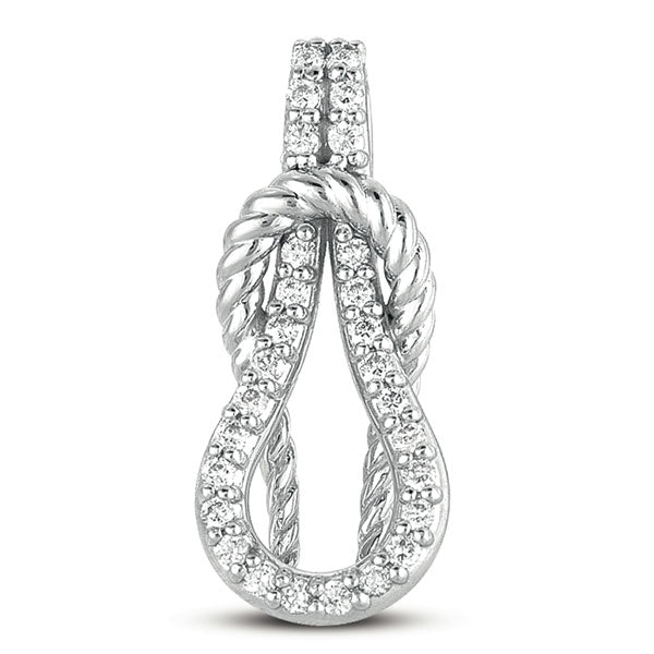 White Gold Rope Love Knot Charm - P3115WG