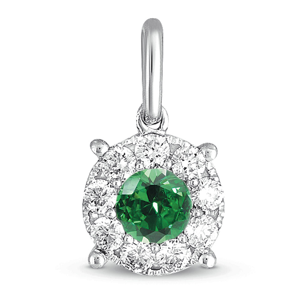 White Gold Emerald & Diamond Pendant - P3168-EWG