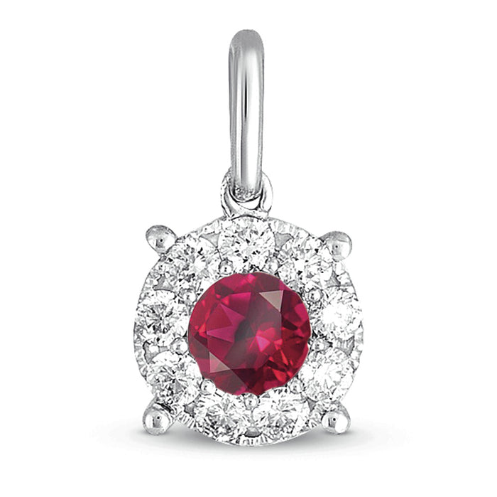 White Gold Ruby & Diamond Pendant - P3168-RWG