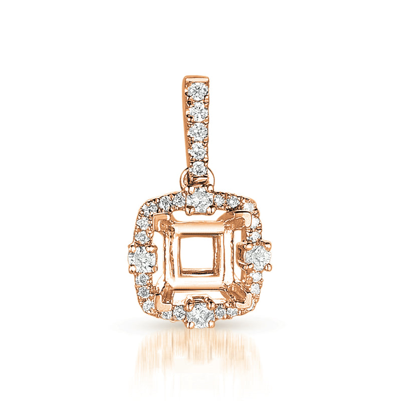 Diamond Pendant For.25ct Princess Center - P3196-25RG