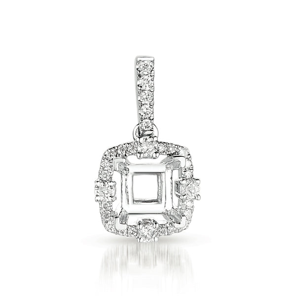 Diamond Pendant For.25ct Princess Center - P3196-25WG