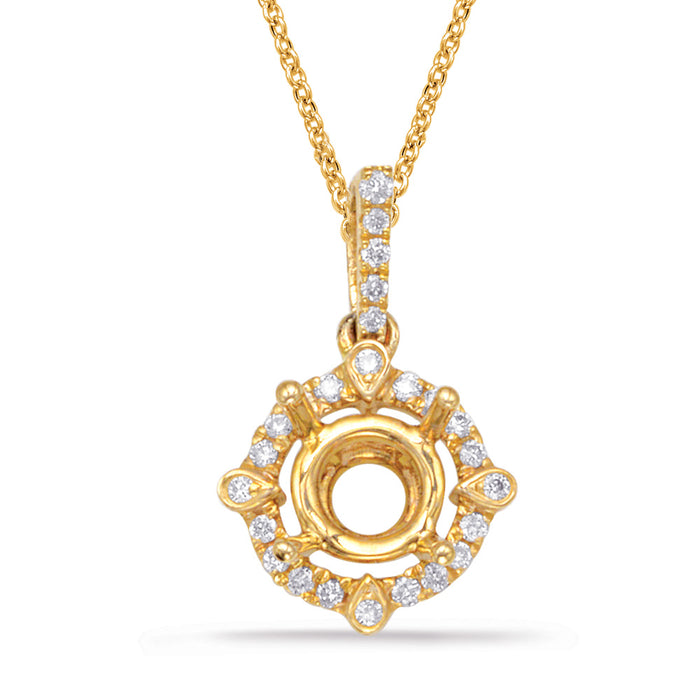 Diamond Pendant For .75ct  Round Stone - P3198-75YG