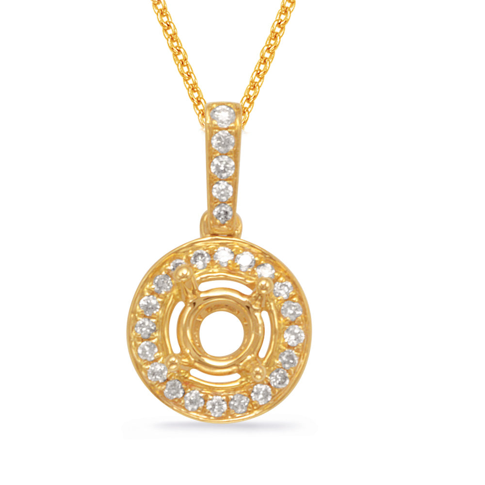 Diamond Pendant For 1ct Round Stone - P3199-1YG