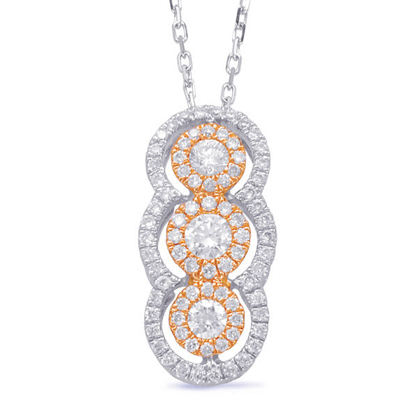 White & Rose Gold Diamond Pendant - P3200RW