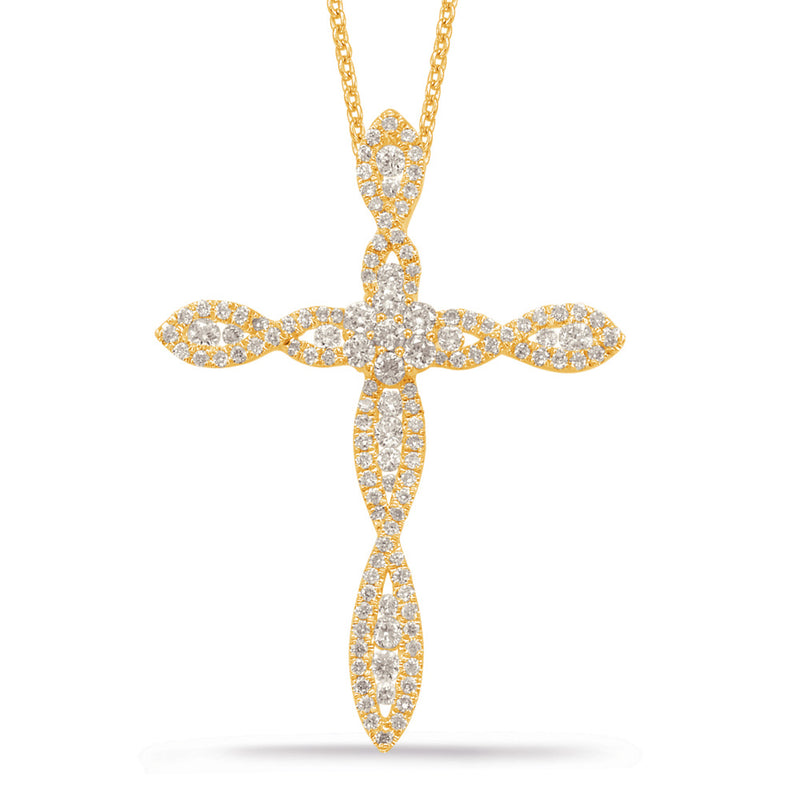 Yellow Gold Diamond Cross - P3219YG