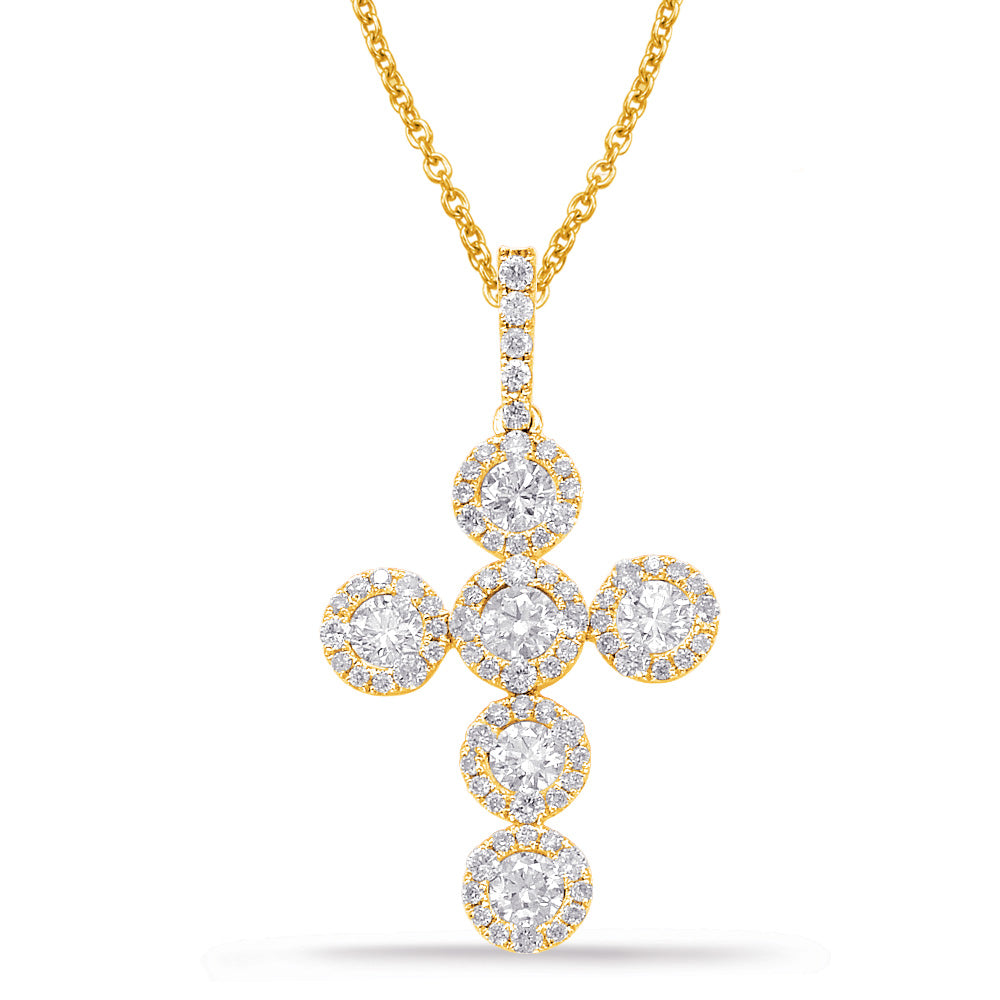 Yellow Gold Diamond Cross Pendant - P3223YG