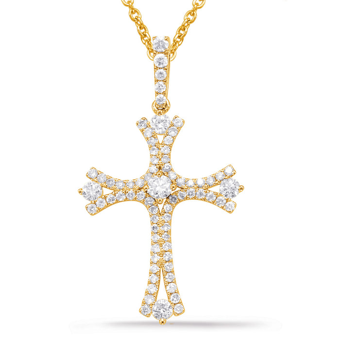 Yellow Gold Diamond Cross Pendant - P3224YG