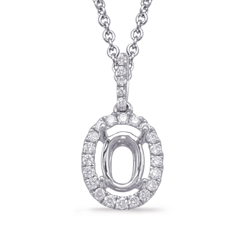 White Gold Diamond Pendant For Oval - P3231-10X8MWG