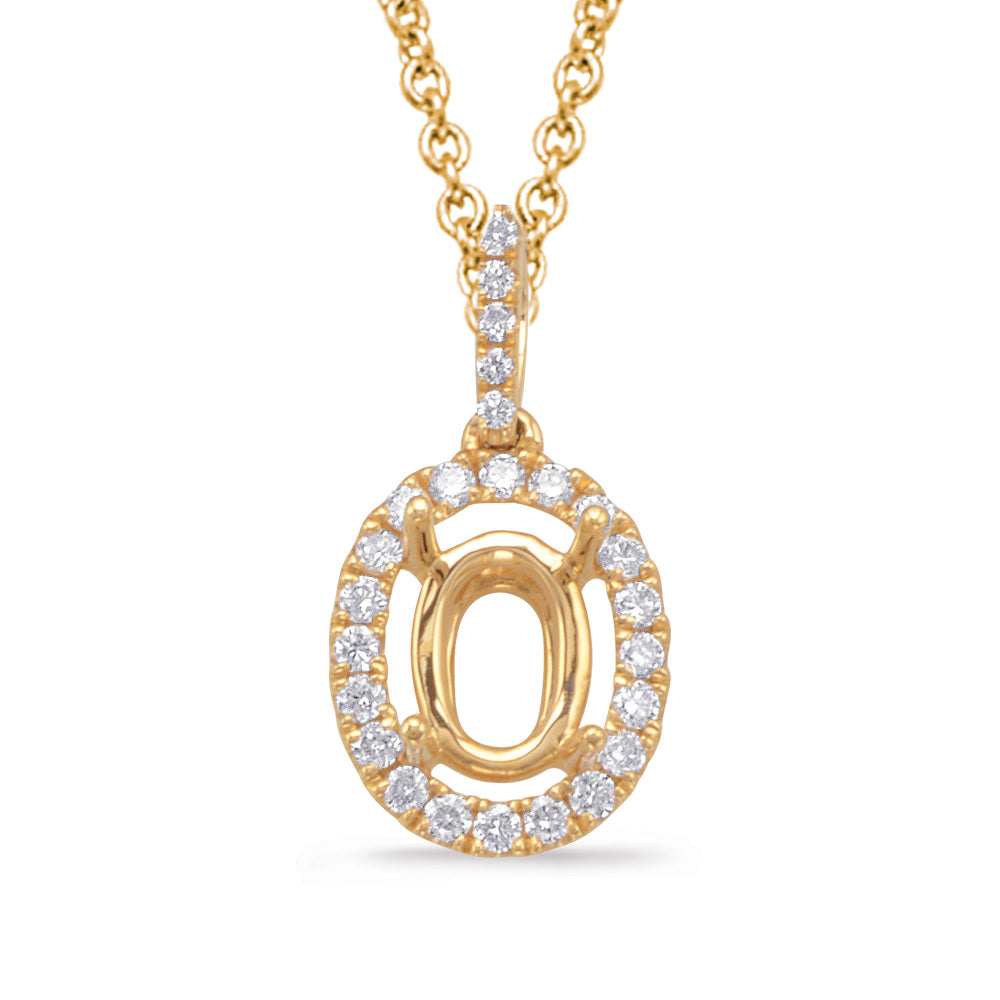 Yellow Gold Diamond Pendant For Oval - P3231-10X8MYG