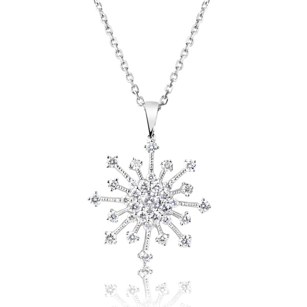 White Gold Snowflake Diamond Pendant - P3235WG