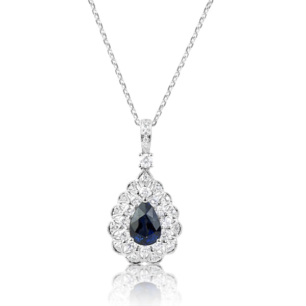 Sapphire & Diamond Pendant - P3243-SWG