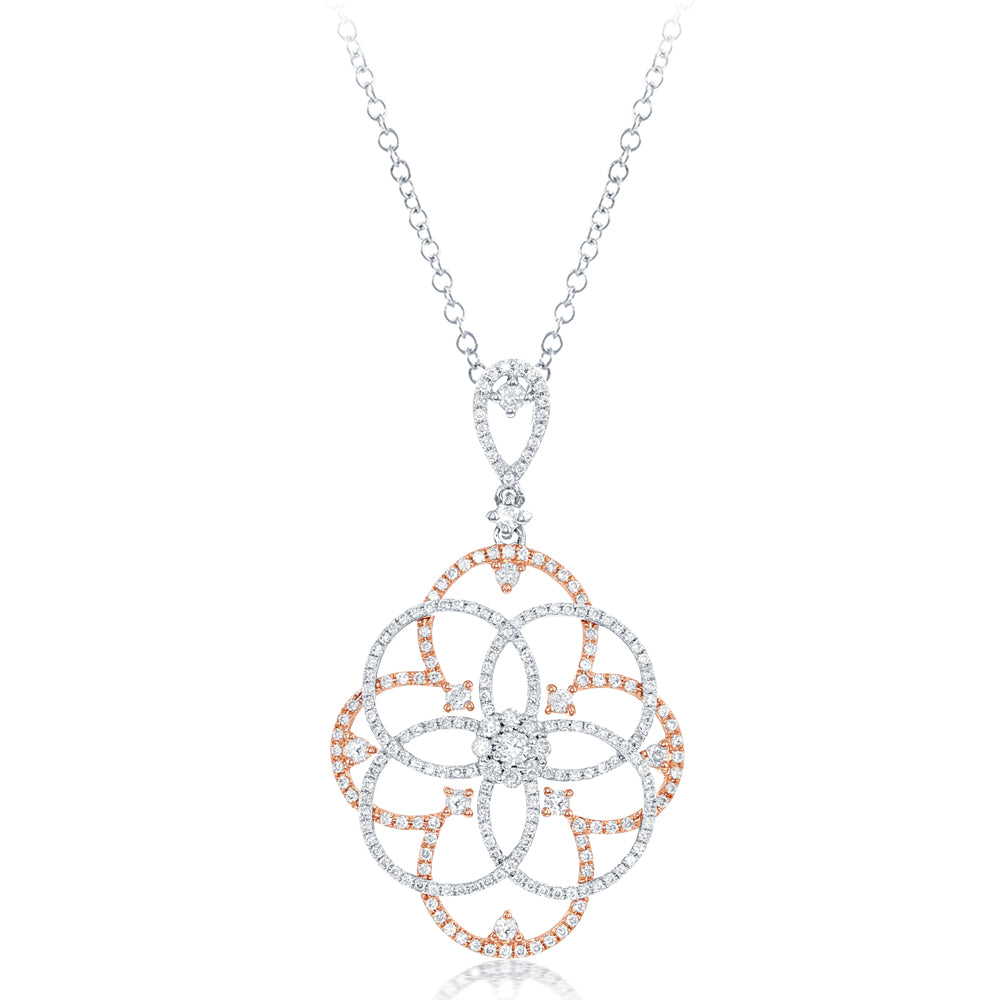 Rose & White Gold Diamond Pendant - P3267RW