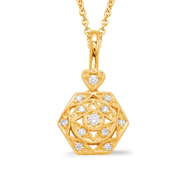 Yellow Gold Diamond Pendant - P3294YG