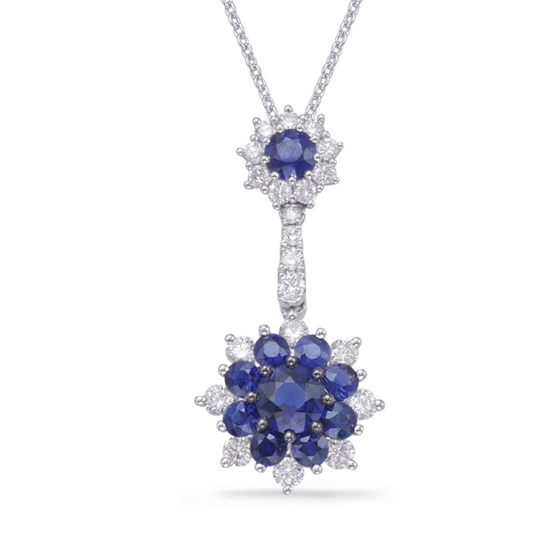 White Gold Sapphire & Diamond Pendant - P3298-SWG