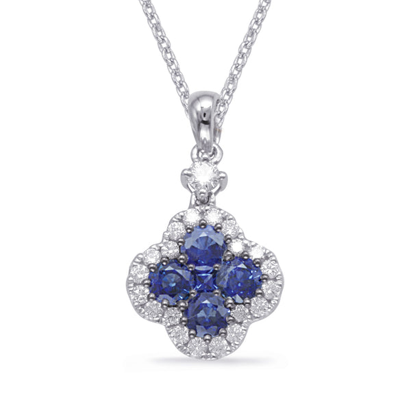 White Gold Sapphire & Diamond Pendant - P3302-SWG