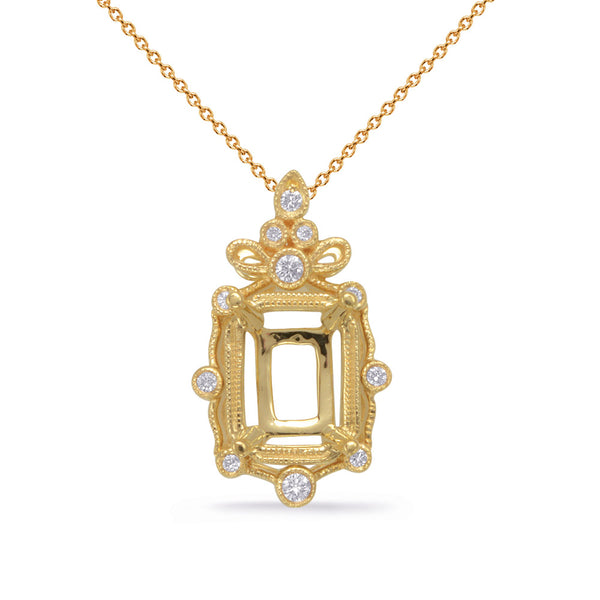 Yellow Gold Diamond Pendant 5x3 Ec Cente - P3323-5X3MECYG