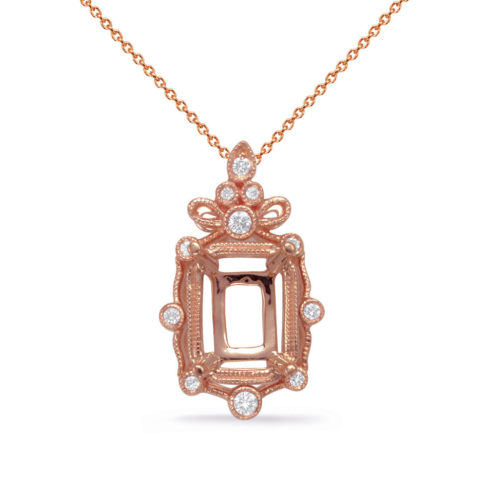 Rose Gold Diamond Pendant 6x4 Ec Center - P3323-6X4MECRG