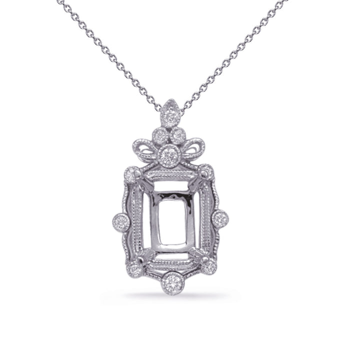 White Gold Diamond Pendant 6x4 Ec Cente - P3323-6X4MECWG