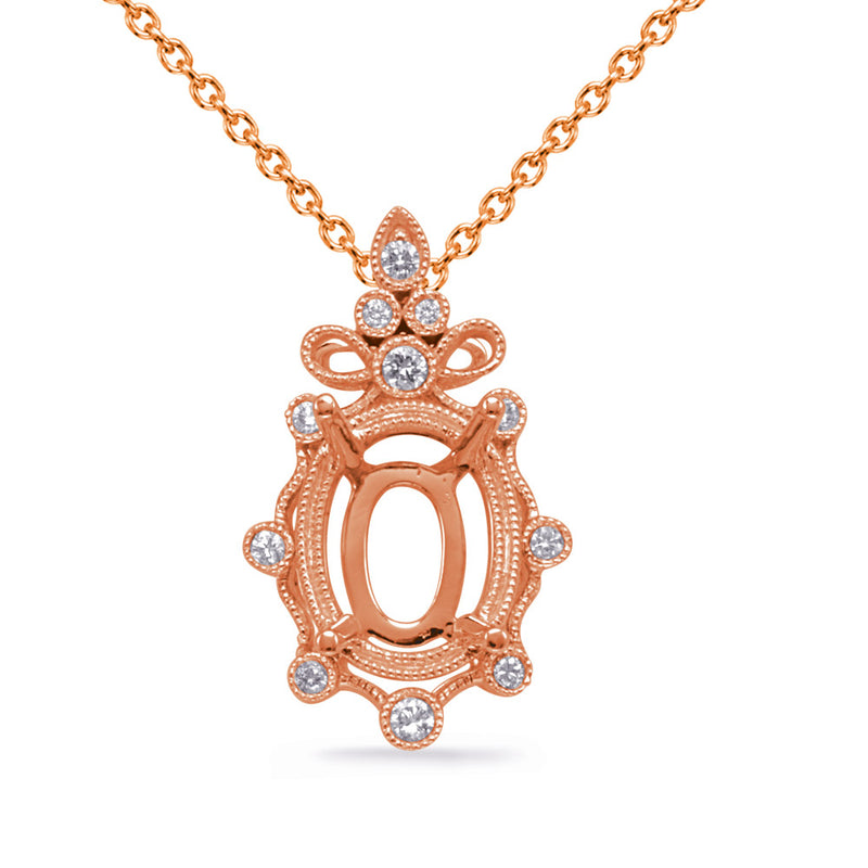 Rose Gold Diamond Pendant 6x4mm Oval - P3326-6X4MRG