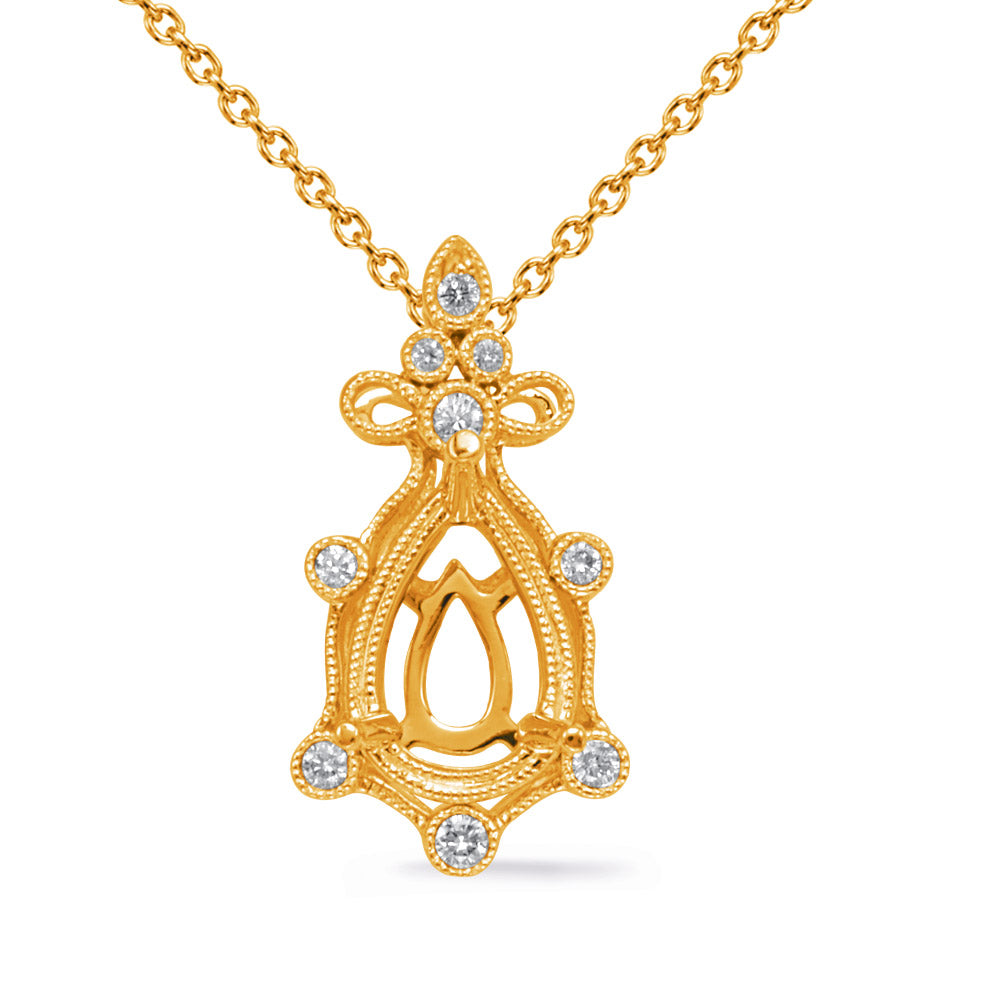 Yellow Gold Diamond Pendant 10x7 Pear - P3327-10X7MYG