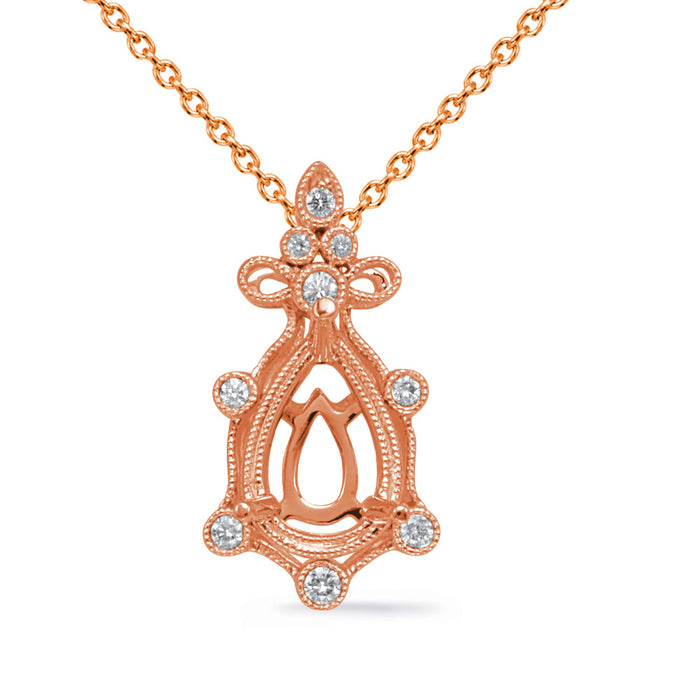 Rose Gold Diamond Pendant 6x4 Pearshap - P3327-6X4MRG