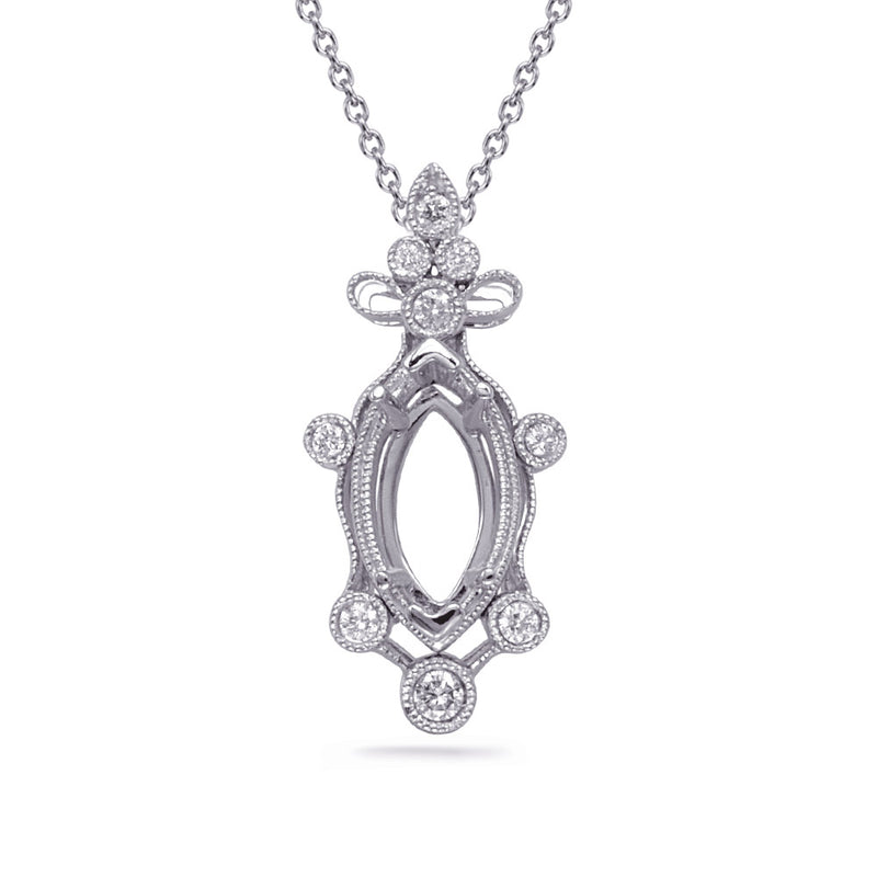 White Gold Diamond Pendant 7x3.5 Mm - P3329-7X3.5MQWG