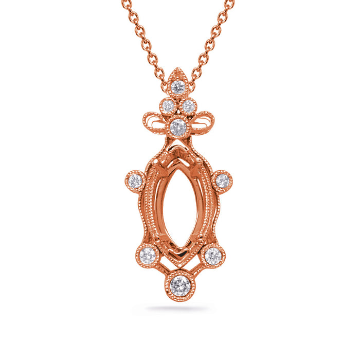 Rose Gold Diamond Pendant 8x4mm - P3329-8X4MQRG