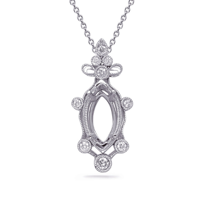 White Gold Diamond Pendant 8x4mm - P3329-8X4MQWG