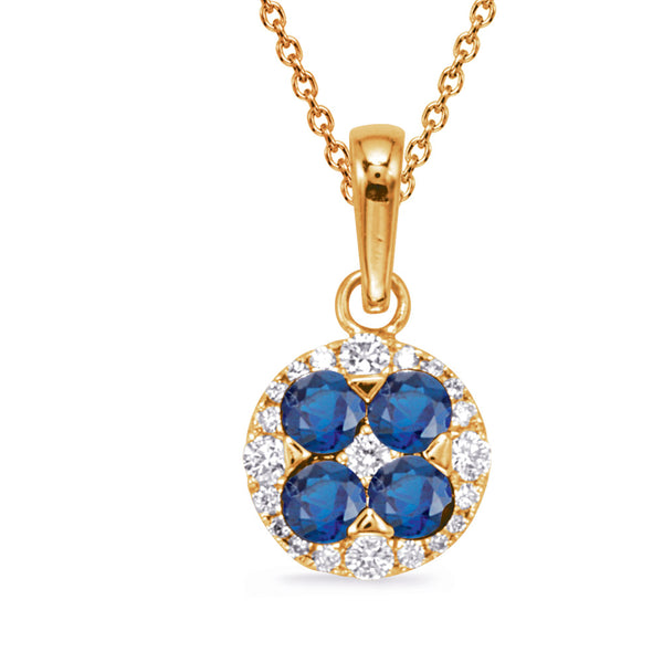 Yellow Gold Sapphire & Diamond Pendant - P3332-SYG