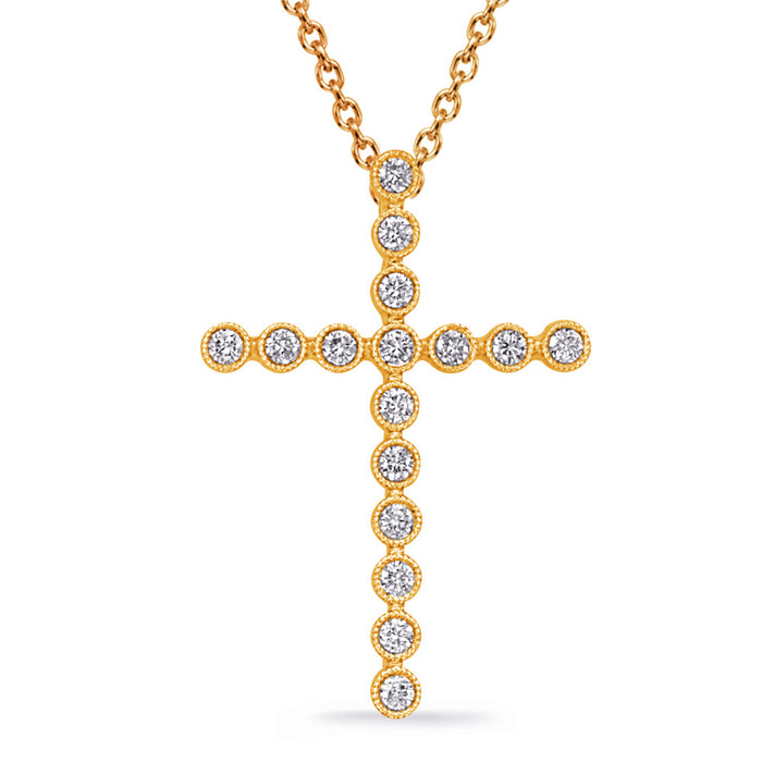 Yellow Gold Diamond Cross Pendant - P3334YG