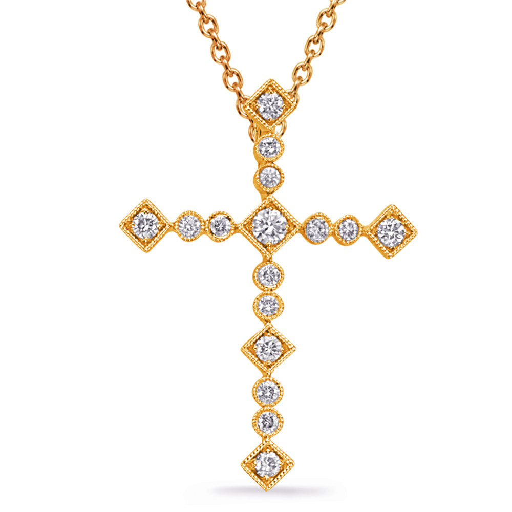 Yellow Gold Diamond Cross Pendant - P3335YG