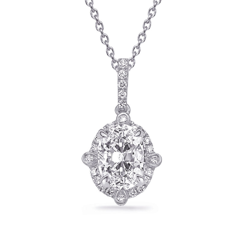 White Gold Diamond Pendant - P3337-6X4MOVWG