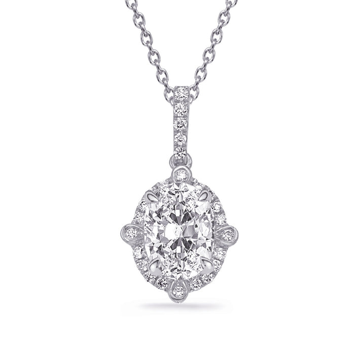 White Gold Diamond Pendant - P3337-7X5MOVWG