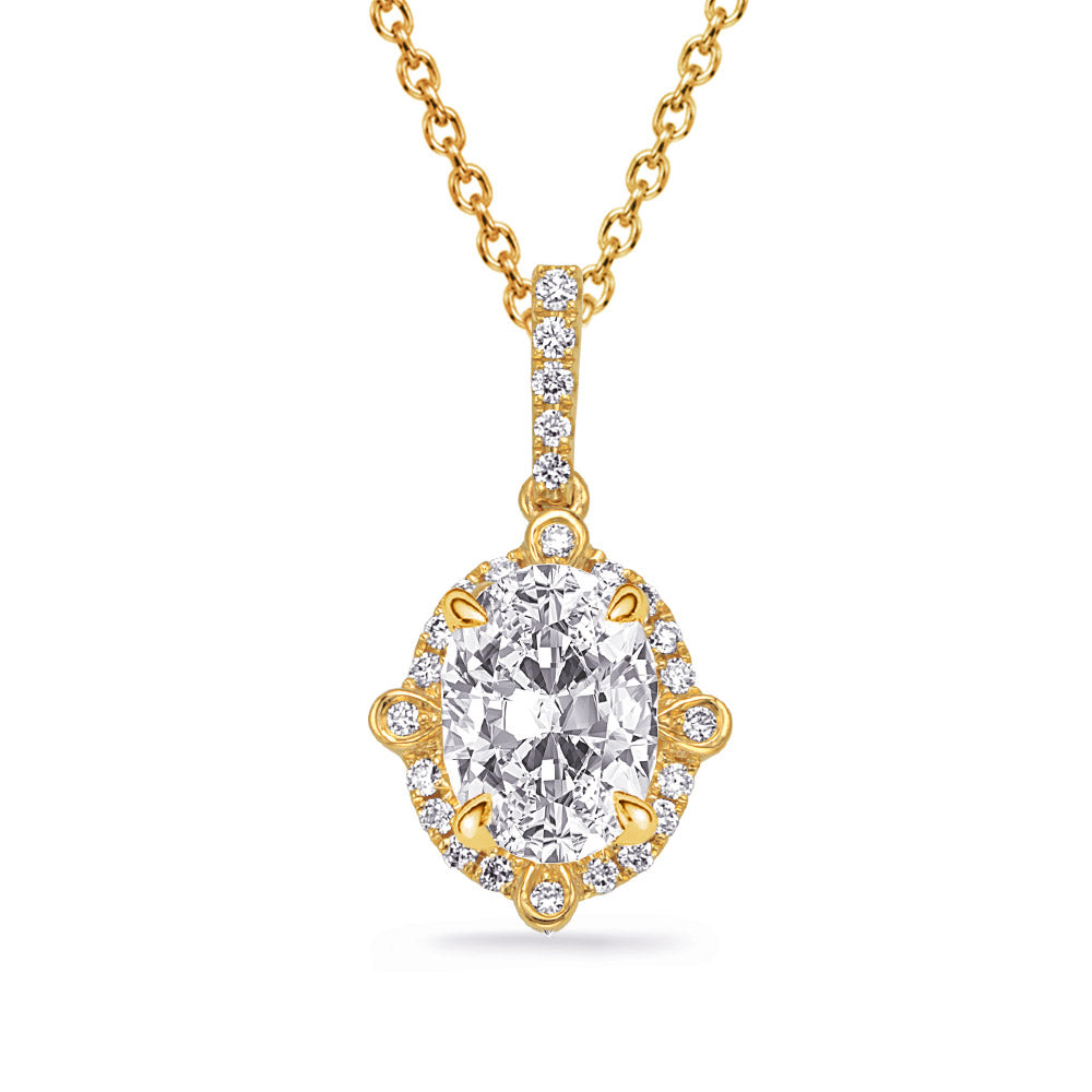 Yellow Gold Diamond Pendant - P3337-7X5MOVYG