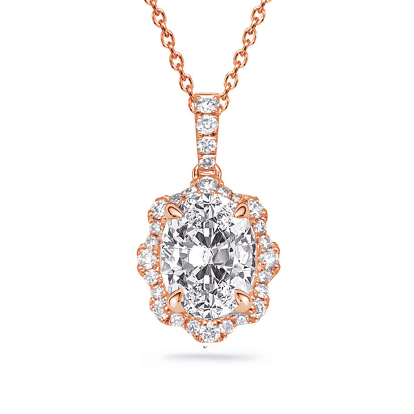 Rose Gold Diamond Pendant - P3339-7X5OVRG