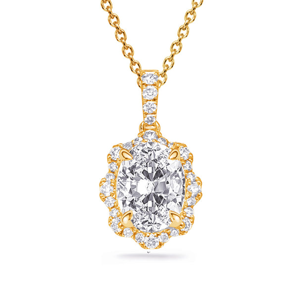 Yellow Gold Diamond Pendant - P3339-7X5OVYG