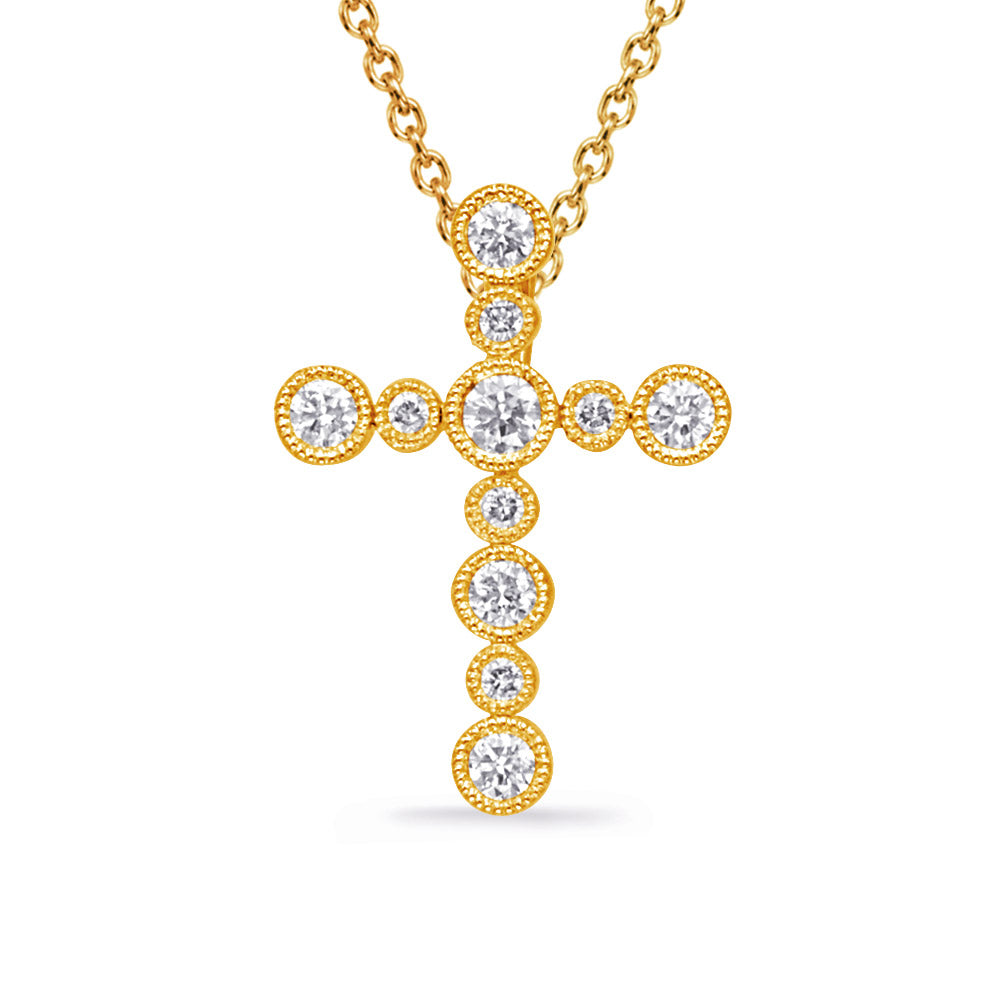 Yellow Gold Diamond Cross - P3341YG